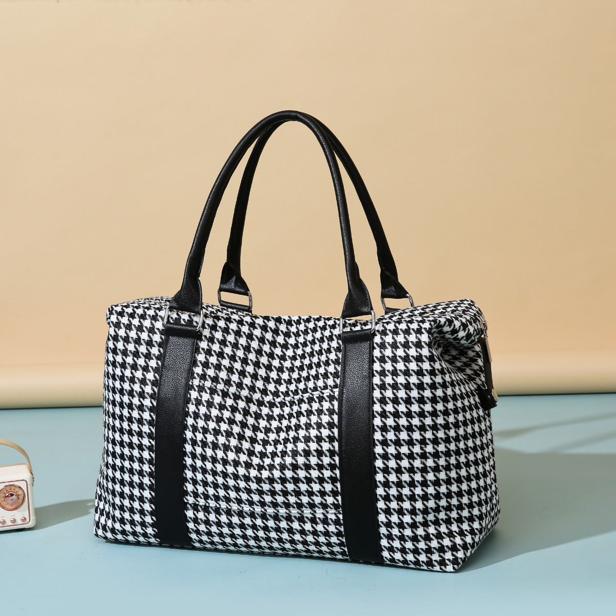 Houndstooth Canvas Travel Bag - All Mine Now Clothing