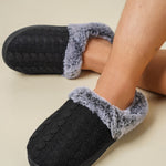 Cable-Knit Fluff Round Toe Slippers - All Mine Now Clothing