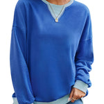 Lovelet Contrast Round Neck Long Sleeve Sweatshirt - All Mine Now Clothing