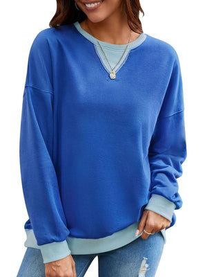 Lovelet Contrast Round Neck Long Sleeve Sweatshirt - All Mine Now Clothing