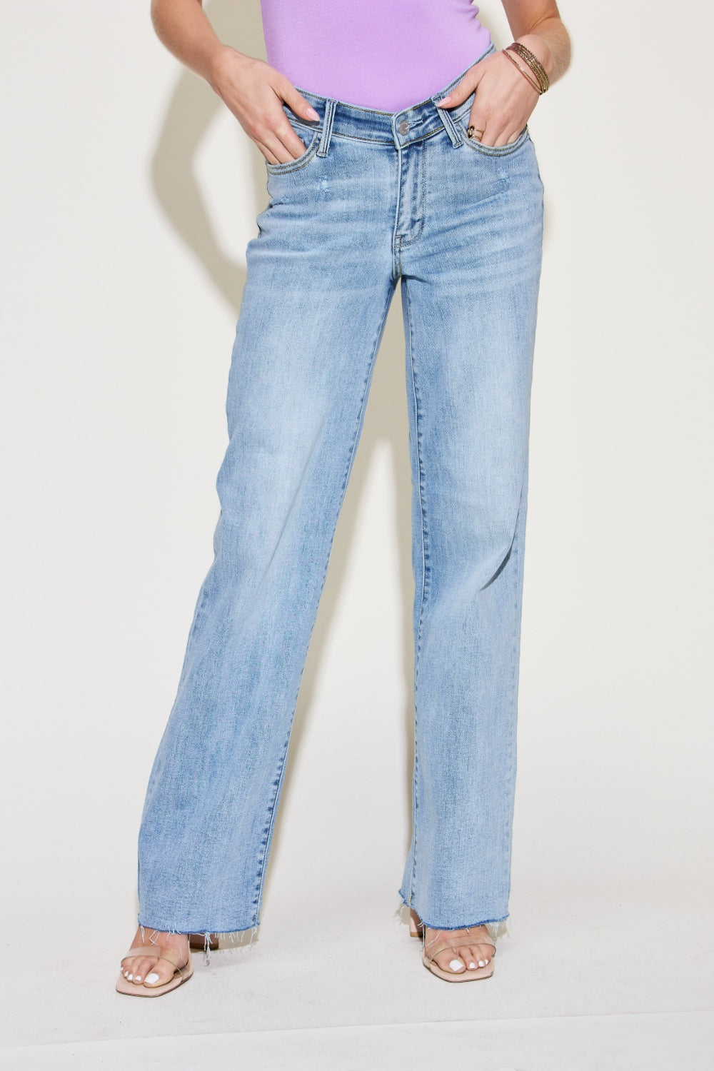 Judy Blue Full Size V Front Waistband Straight Jeans - All Mine Now Clothing