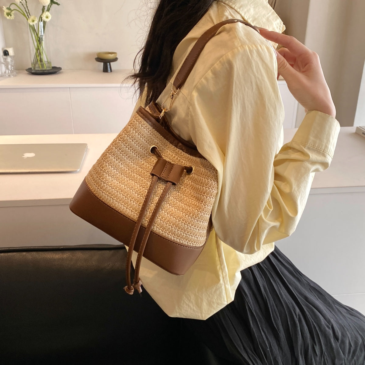 Straw Braided Shoulder Bag - All Mine Now Clothing