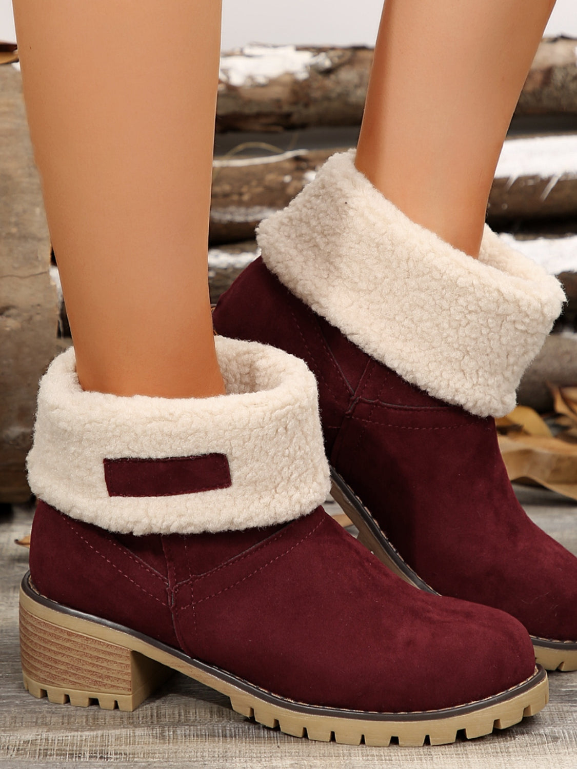 Thermal Fuzzy Block Heel Boots - All Mine Now Clothing