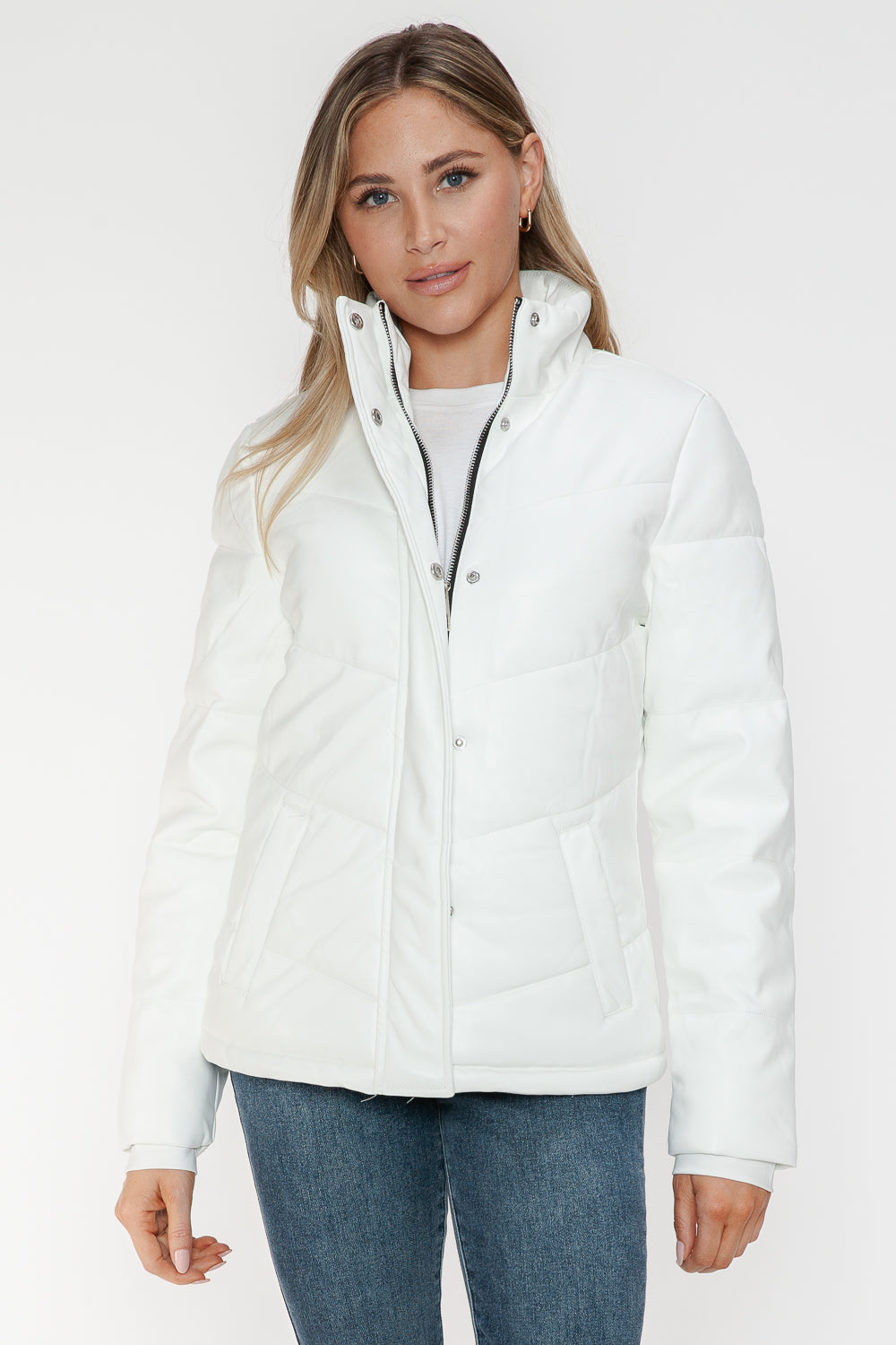 Snobbish Pocketed Zip Up Turtleneck Puffer Jacket - All Mine Now Clothing