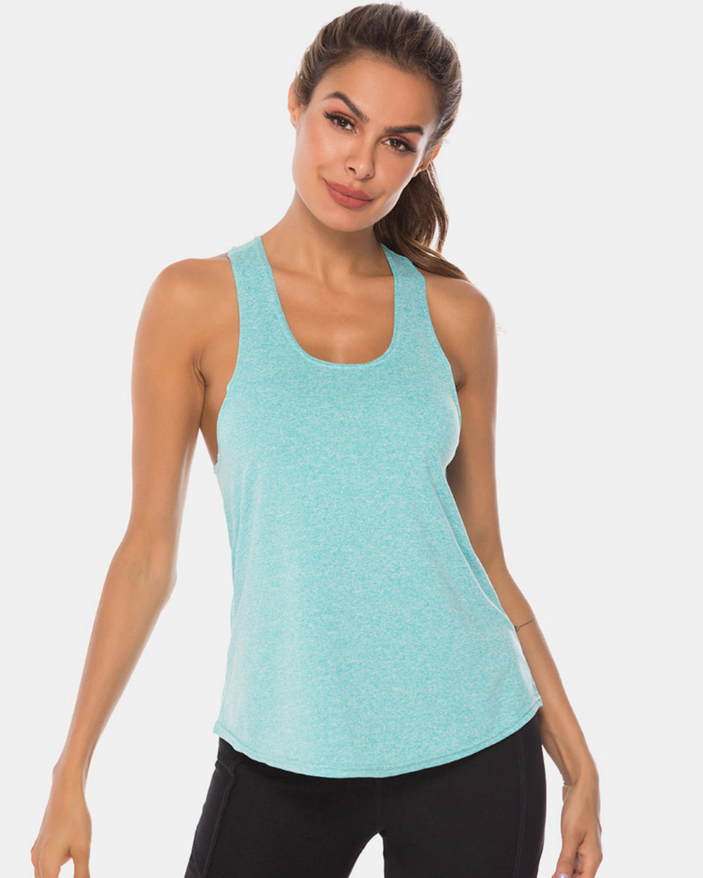 Full Size Scoop Neck Wide Strap Active Tank - All Mine Now Clothing