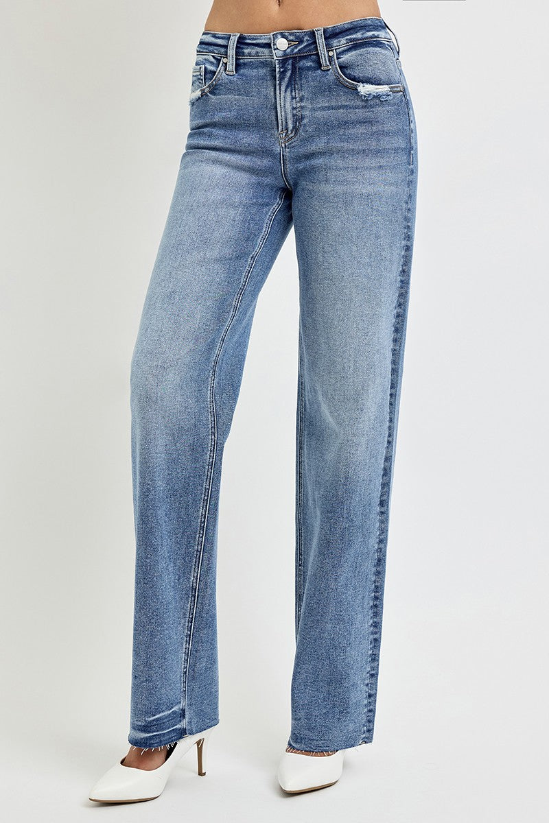 RISEN Full Size High Rise Straight Leg Jeans with Pockets Trendsi