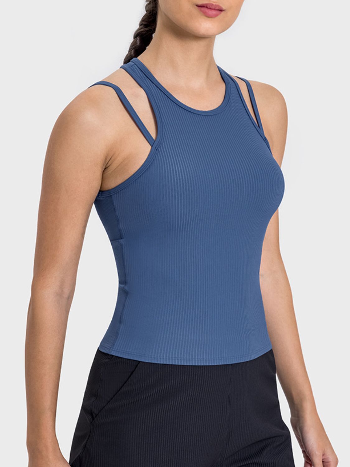 Millennia Cutout Round Neck Racerback Active Tank - All Mine Now Clothing