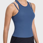 Millennia Cutout Round Neck Racerback Active Tank - All Mine Now Clothing