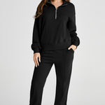 Half Zip Long Sleeve Top and Joggers Active Set - All Mine Now Clothing