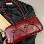 PU Leather Bow Trim Shoulder Bag - All Mine Now Clothing