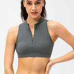 Full Size Cropped Cutout Back Zipper Front Active Tank Top - All Mine Now Clothing