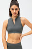 Full Size Cropped Cutout Back Zipper Front Active Tank Top - All Mine Now Clothing