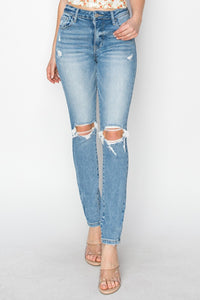 Risen Full Size High Rise Knee Distressed Skinny Jeans - All Mine Now Clothing