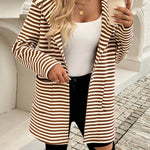 Devine Striped Long Sleeve Hooded Outerwear - All Mine Now Clothing