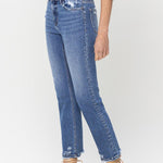 Lovervet High Rise Raw Hem Straight Jeans - All Mine Now Clothing