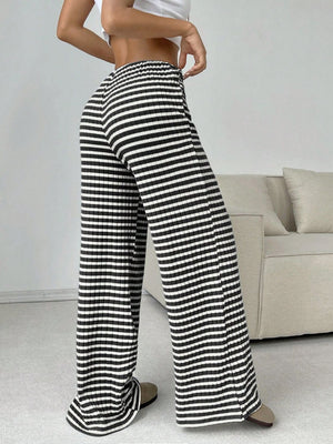 Tied Striped Wide Leg Pants - All Mine Now Clothing