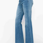 bytos Full Size Cat's Whiskers Mid Rise Bootcut Jeans Trendsi