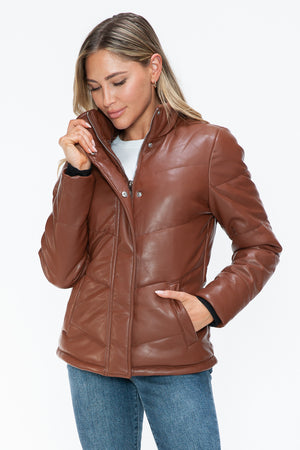 Snobbish Pocketed Zip Up Turtleneck Puffer Jacket - All Mine Now Clothing