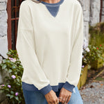 Lovelet Contrast Round Neck Long Sleeve Sweatshirt - All Mine Now Clothing