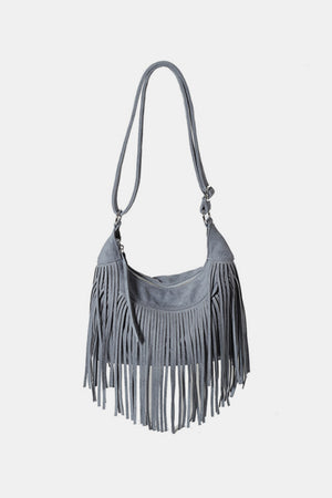 Suede Fringe Adjustable Strap Shoulder Bag - All Mine Now Clothing