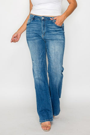 bytos Full Size Distressed High Rise Jeans with Pockets - All Mine Now Clothing