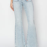 Risen Full Size High Rise Front Patch Pocket Flare Jeans Trendsi