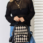 David Jones Argyle Pattern PU Leather Backpack - All Mine Now Clothing