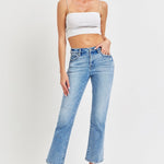 RISEN Full Size Low Rise Crop Slim Straight Jeans Trendsi