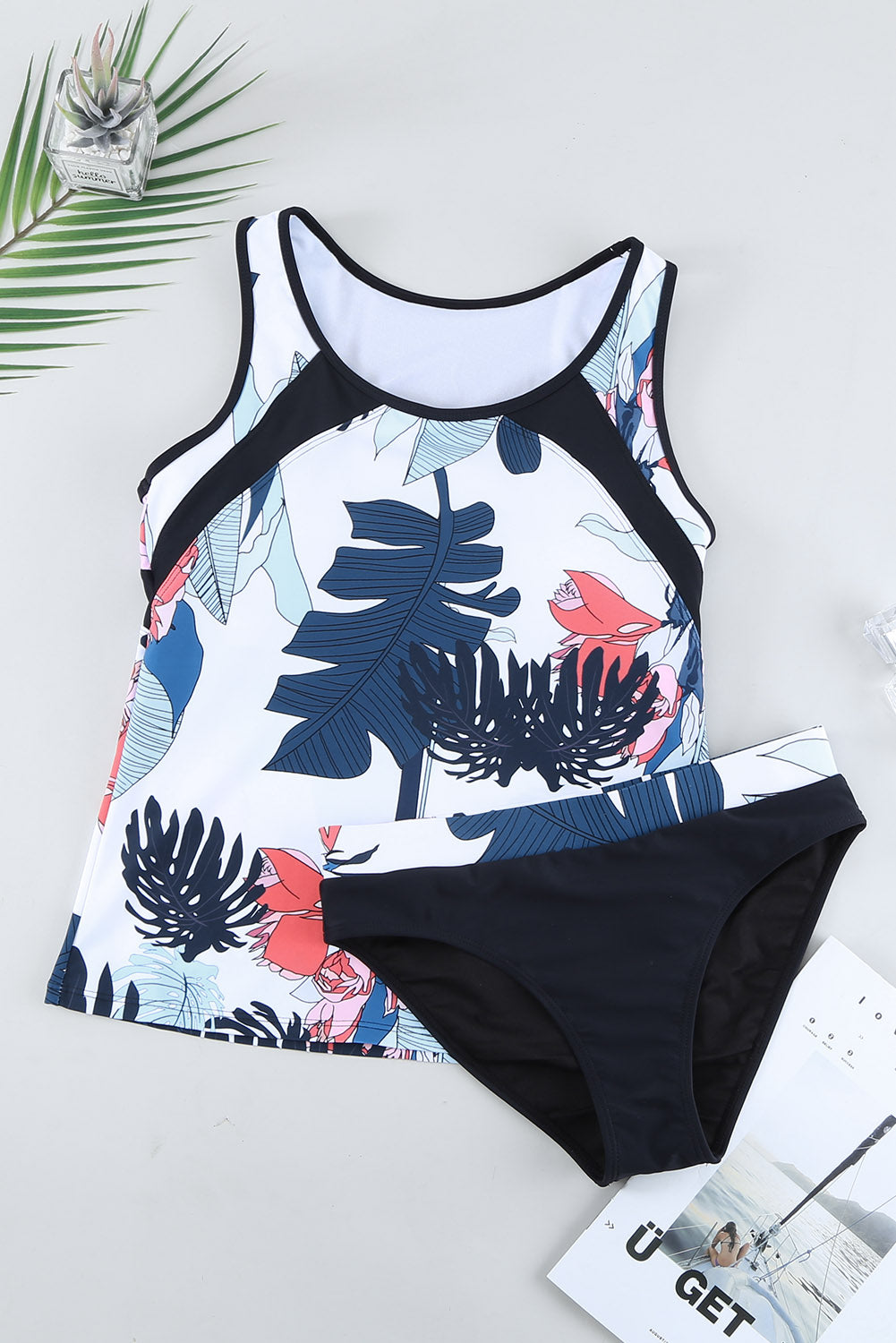 Printed Wide Strap Tankini Set - All Mine Now Clothing