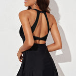 Halter Neck Open Back Swim Dress - All Mine Now Clothing