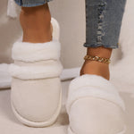 Contrast Faux Fur Round Toe Slippers - All Mine Now Clothing