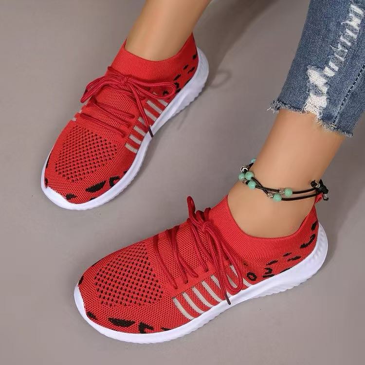 Breathable Leopard Mesh Lace Up Sneakers - All Mine Now Clothing