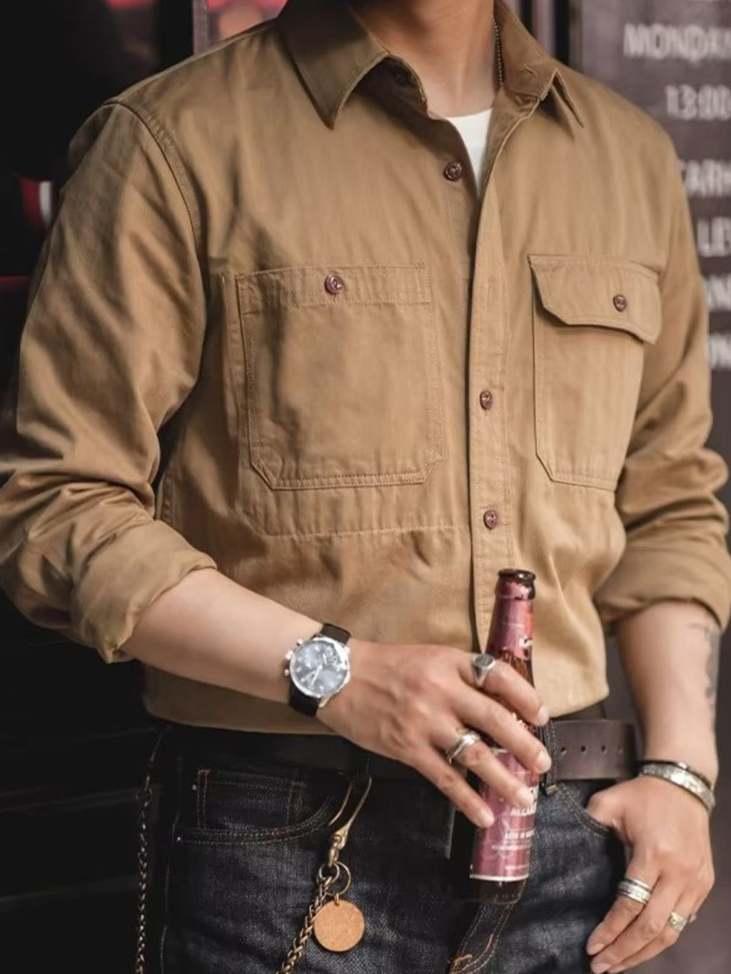 Men's Playful Button Down Long Sleeve Shirt