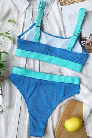 Color Block Scoop Neck Bikini Set - All Mine Now Clothing