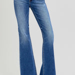 RISEN Full Size Low Rise Flare Jeans with Pockets - All Mine Now Clothing