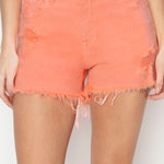 RISEN Full Size High Waist Ripped Denim Shorts Trendsi