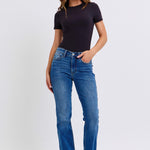 Judy Blue Full Size Run Mid-Rise Bootcut Jeans with Thermal Lining Trendsi