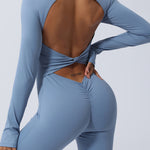 Twisted Backless Long Sleeve Jumpsuit - All Mine Now Clothing