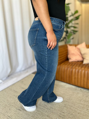 RFM Full Size High Rise Tummy Control Wide Leg Jeans Trendsi