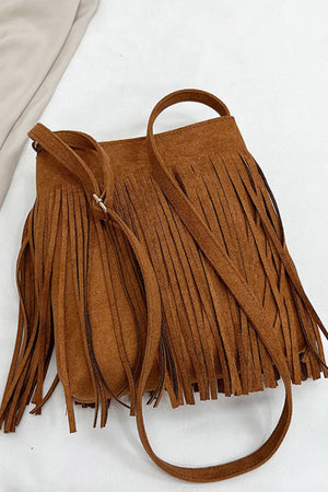 Suede Fringe Shoulder Bag - All Mine Now Clothing