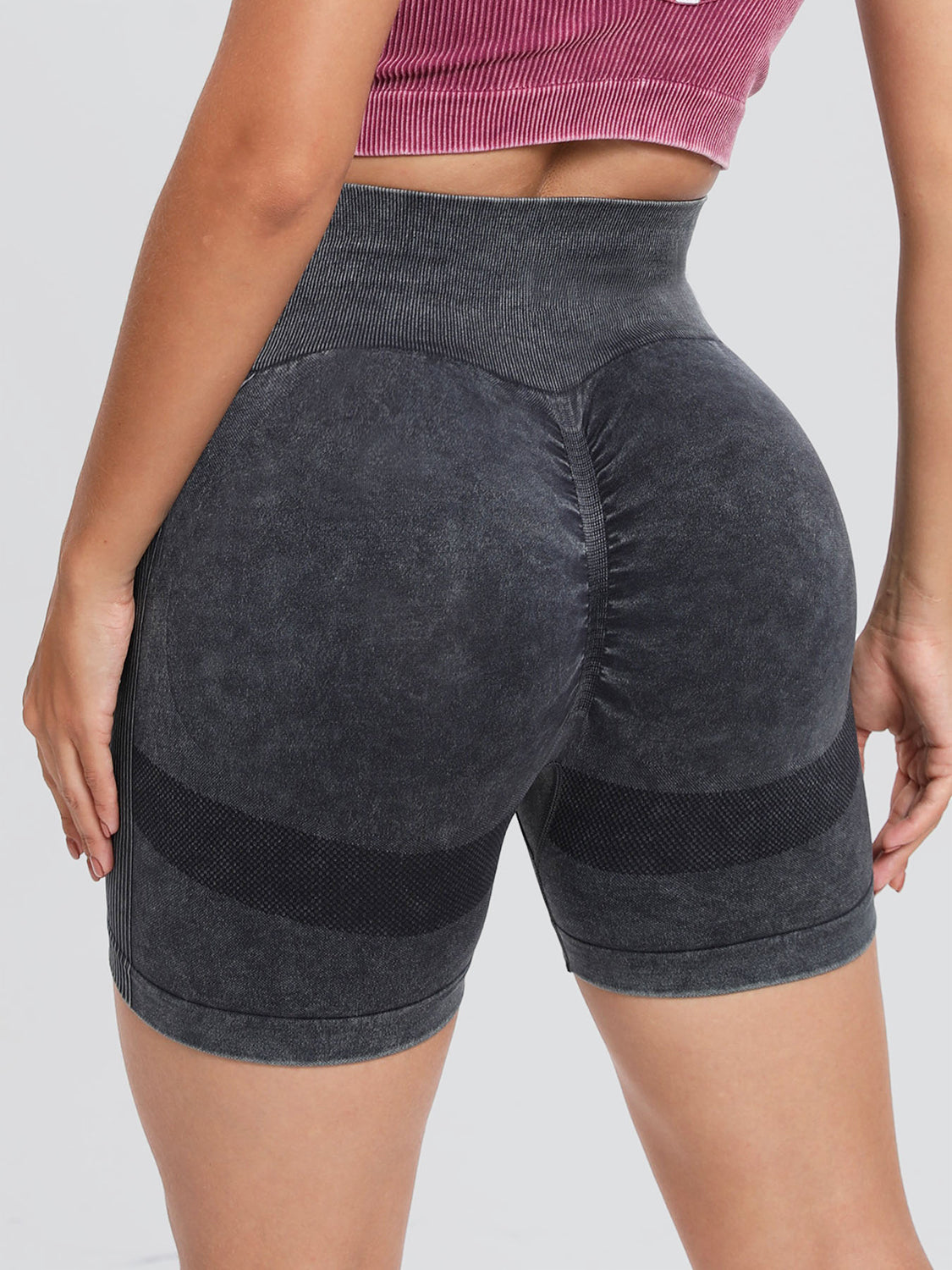 Washed High Waist Active Shorts - All Mine Now Clothing