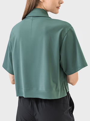 Millennia Half Button Short Sleeve Active T-Shirt - All Mine Now Clothing