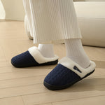 Horn Buckle Furry Texture Flat Slippers - All Mine Now Clothing