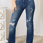 Judy Blue Full Size Mid Rise Hand Sand & Destroy Bootcut Jeans Trendsi