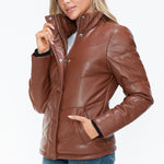 Snobbish Pocketed Zip Up Turtleneck Puffer Jacket - All Mine Now Clothing