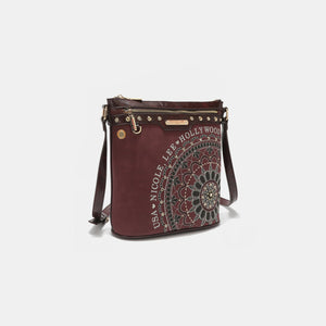 Nicole Lee USA Metallic Stitching Embroidery Inlaid Rhinestone Crossbody Bag - All Mine Now Clothing