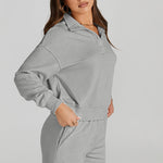 Half Button Sweatshirt and Shorts Active Set - All Mine Now Clothing