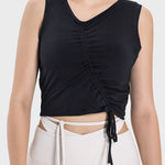 Millennia Drawstring Ruched Wide Strap Active Tank - All Mine Now Clothing