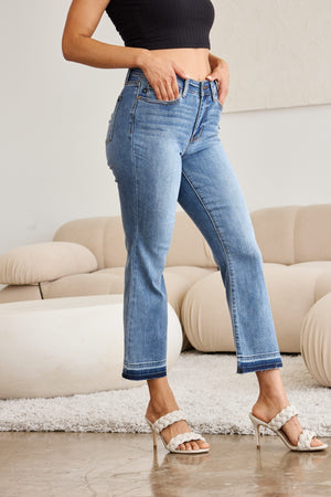 Judy Blue Full Size Release Hem Cropped Bootcut Jeans - All Mine Now Clothing