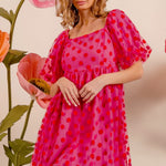 BiBi Polka Dot Mesh Puff Sleeve Dress - All Mine Now Clothing